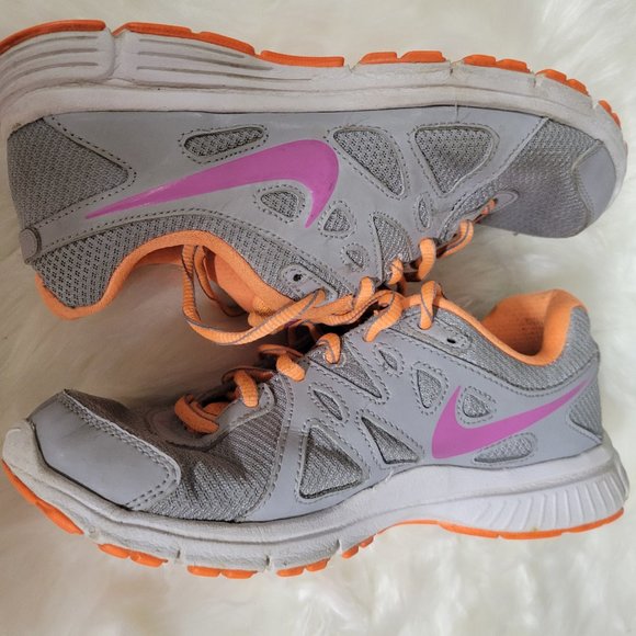 Nike Revolution 2 554900-016 Women's Gray/Orange Athletic Running Shoes Size 7 - Picture 1 of 8
